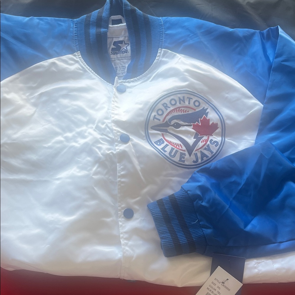 STARTER White & Blue Toronto Blue Jays Satin Jacket